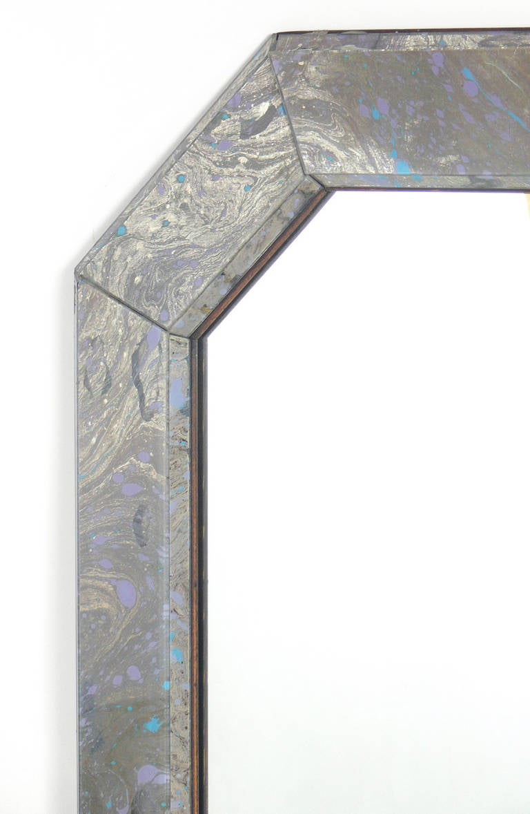 American Octagonal Marbleized Mirror For Sale
