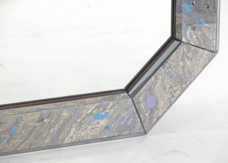 Octagonal Marbleized Mirror In Good Condition For Sale In Atlanta, GA