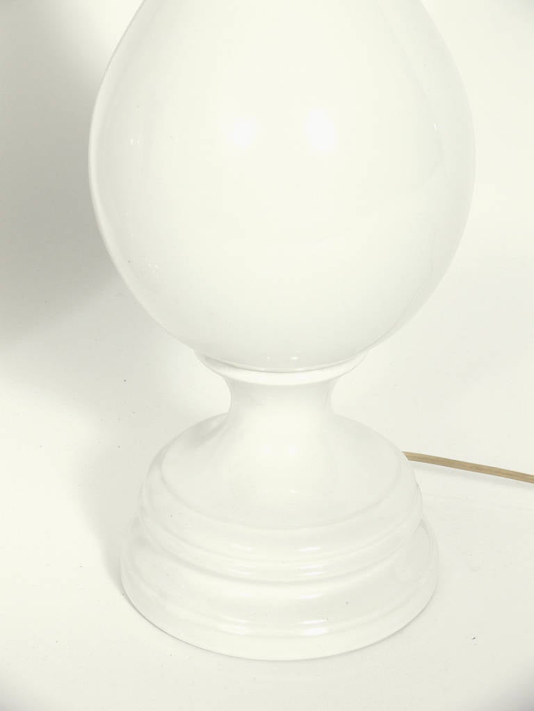 American Pair of Tall White Ceramic Lamps