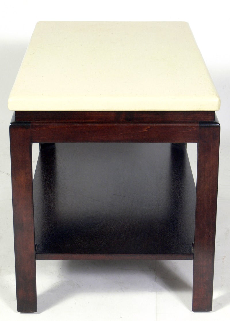 Mid-Century Modern Lacquered Cork-Top End Table Designed by Paul Frankl