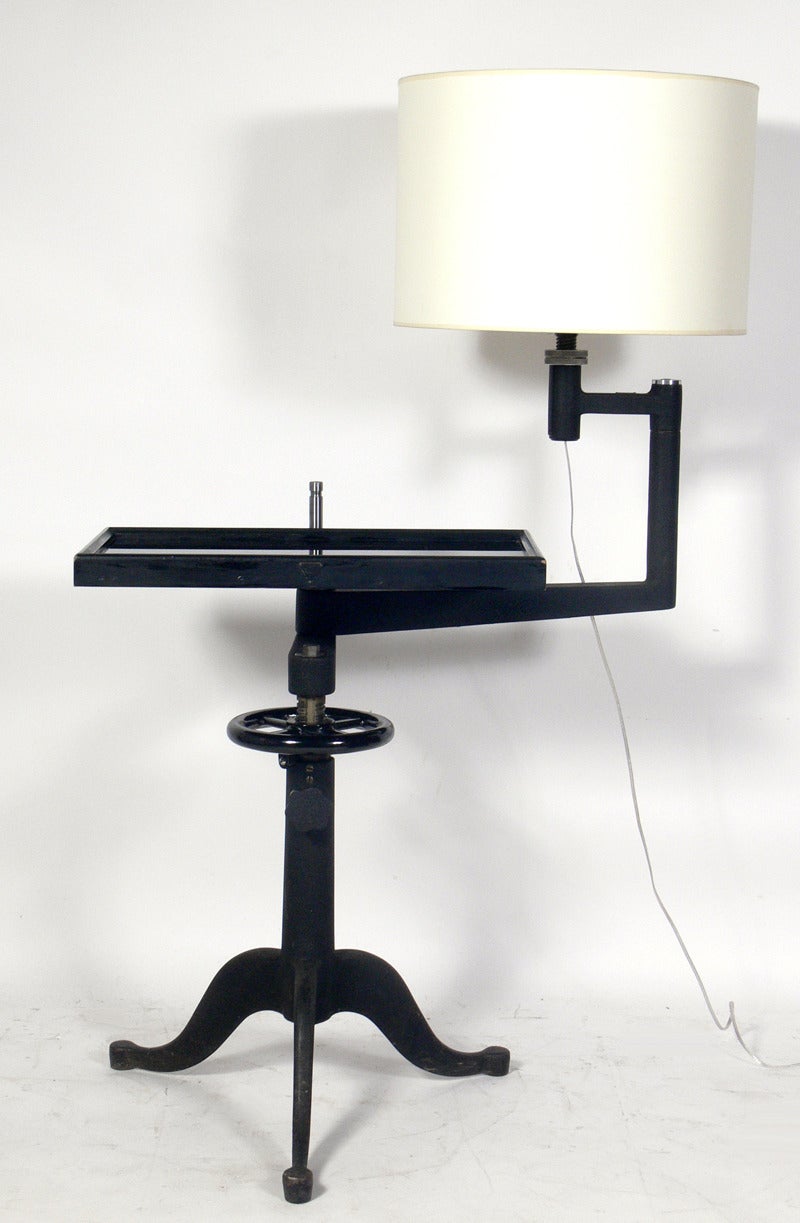 Pair of Industrial End Tables or Night Stand Lamps by Bausch & Lomb In Good Condition In Atlanta, GA