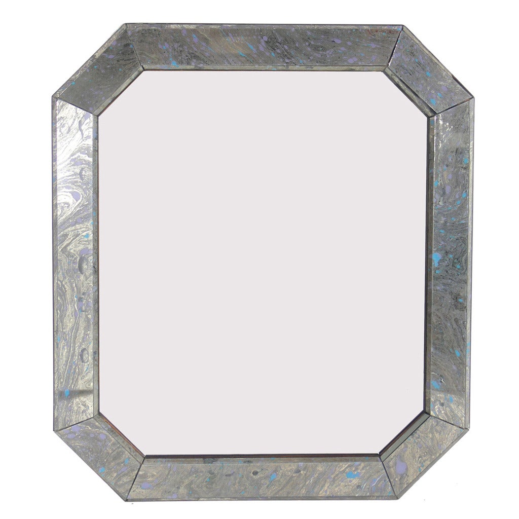 Octagonal Marbleized Mirror For Sale
