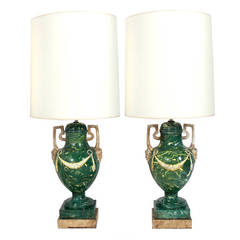 Pair of Neoclassical Ceramic Urn Lamps