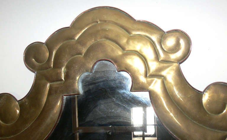 Mid-Century Modern Sculptural Brass Mirror by Sergio Bustamante