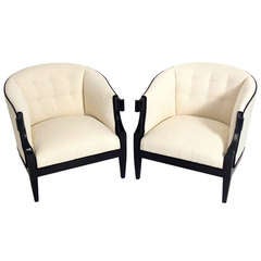 Pair of Curvaceous 1940's Arm Chairs by Baker