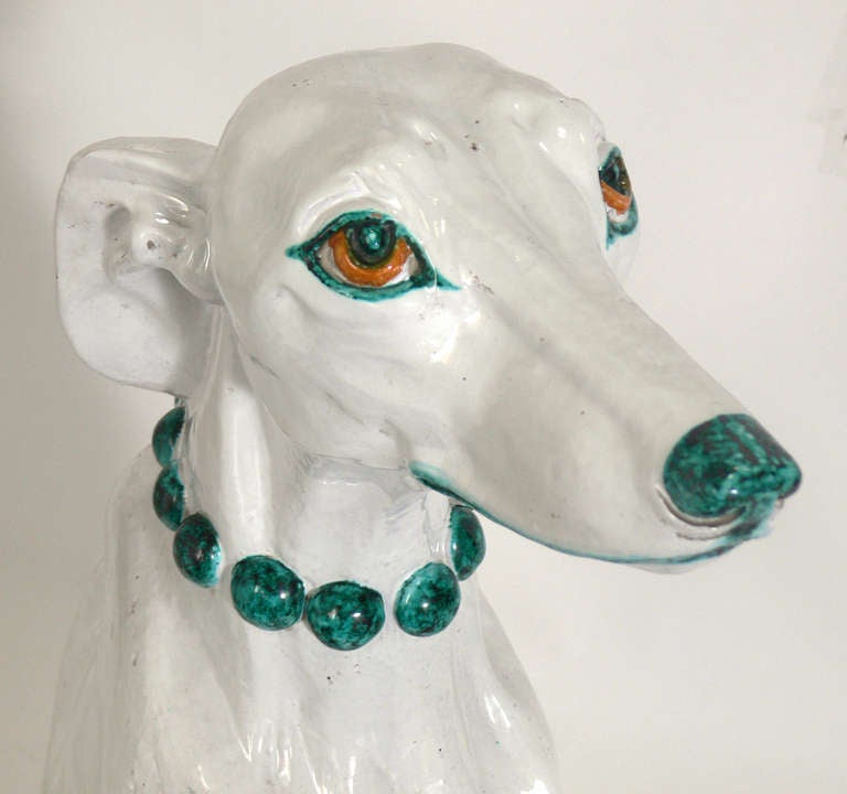 Glazed Italian Ceramic Greyhound or Whippet Dog