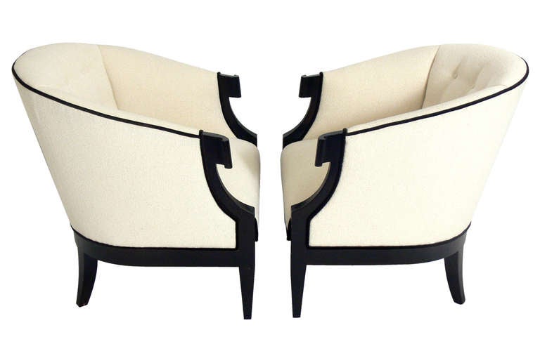 Pair of Curvaceous 1940's Arm Chairs by Baker