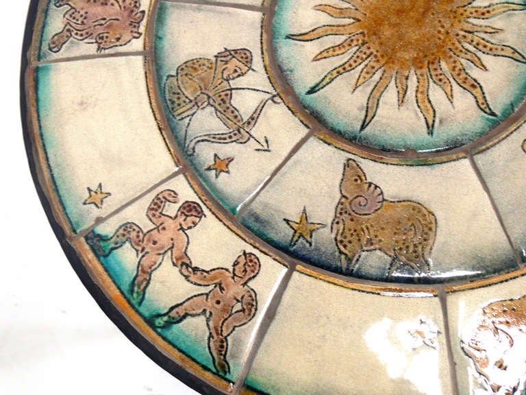 Mission 1920's Zodiac Tile Table with Iron Base