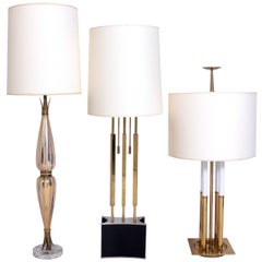 Glamorous Modernist Brass Lamps