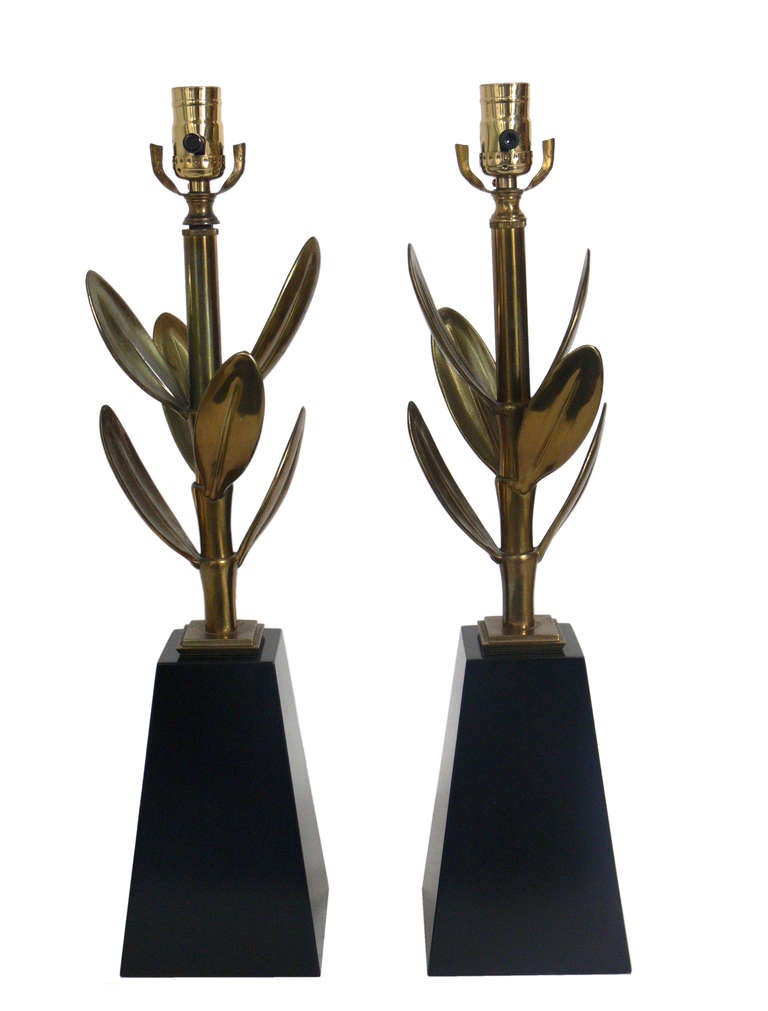 Pair of Elegant Floriform Lamps, designed for the Stiffel Company, American, circa 1950's. They measure 37