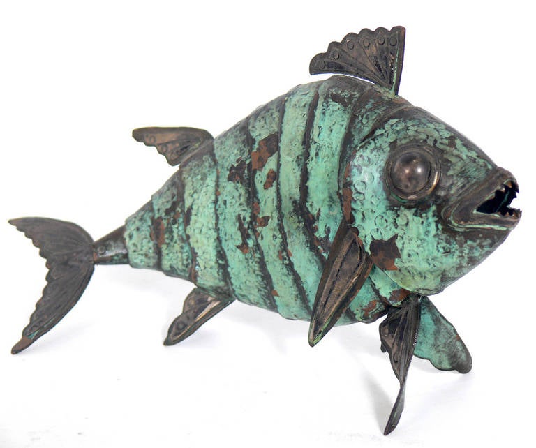 Mid-20th Century Pair of Articulated Fish Sculptures by Graziella Laffi