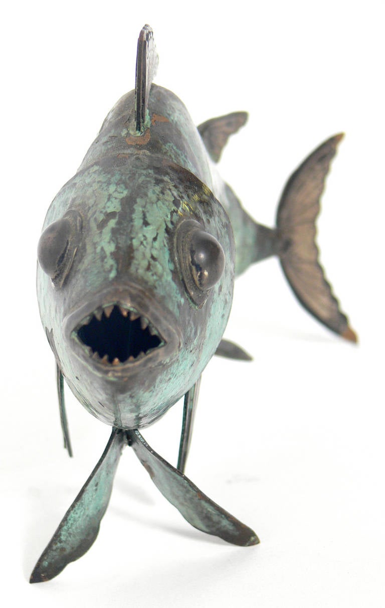 Sterling Silver Pair of Articulated Fish Sculptures by Graziella Laffi