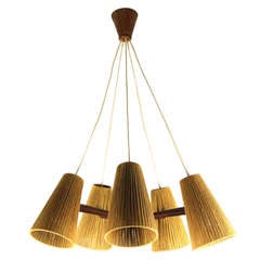 Danish Modern Rope and Teak Chandelier