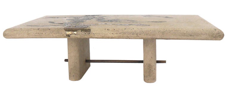 American Sculptural Bronze and Concrete Coffee Table by Silas Seandel