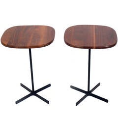 Clean Lined Walnut and Iron End Tables by Allan Gould