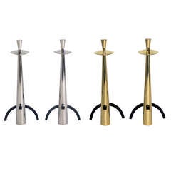 "Space Needle" Andirons in Nickel or Brass 3