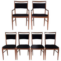 Set of Six Walnut Modern Dining Chairs in the Manner of Paul McCobb