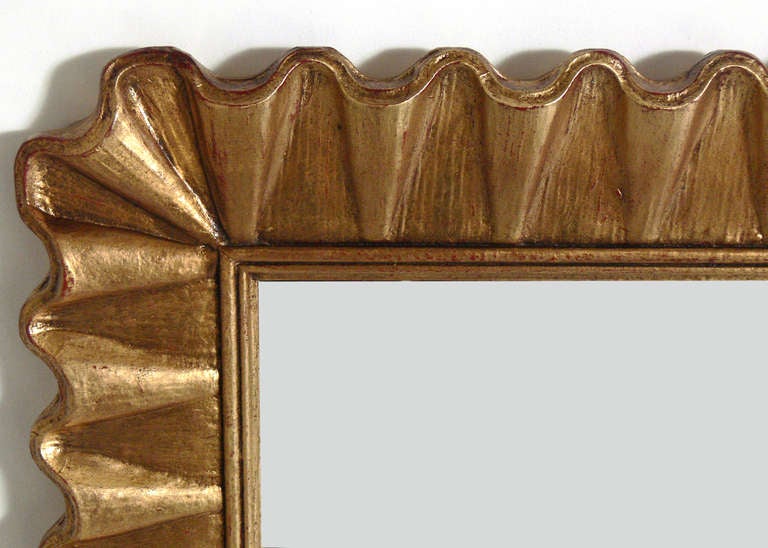 Hollywood Regency Gold Leaf Scalloped Mirror