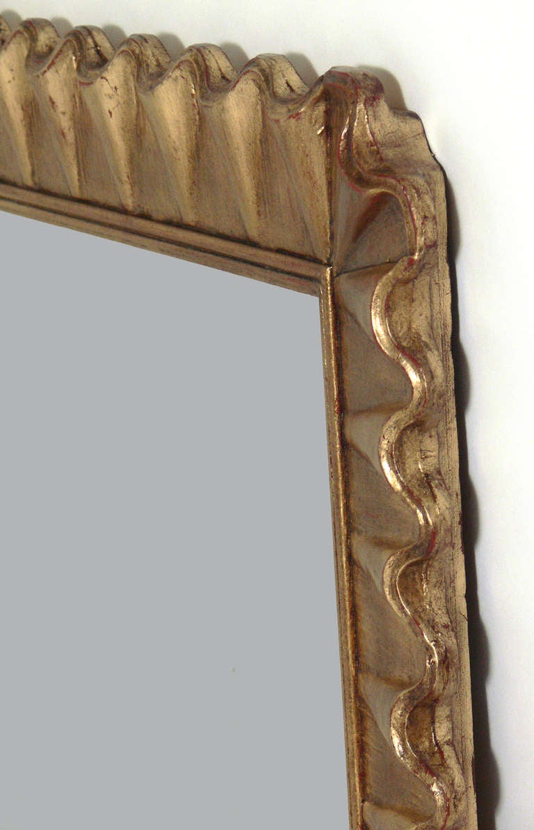 Mid-20th Century Gold Leaf Scalloped Mirror