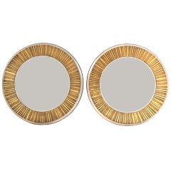 Pair of Elegant 1940's Gilt Sunburst Mirrors