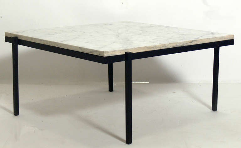 Mid-Century Modern Clean Lined Modernist Marble and Iron Coffee Table