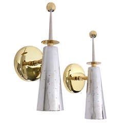 Modernist Brass and Polished Aluminum Sconces