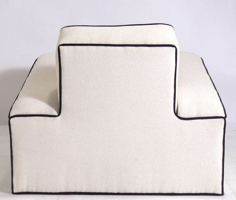 Bouclé Pair of Low Slung French Art Deco Lounge Chairs
