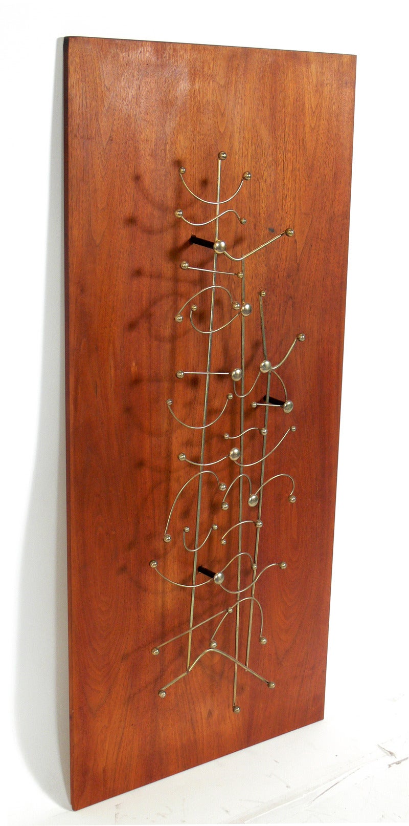 American Abstract Wire Wall Sculpture on Walnut Mount