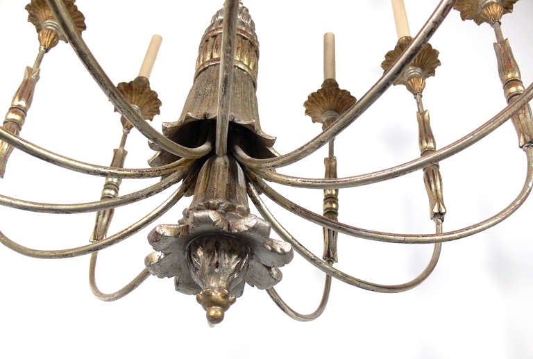 American Large Scale Gold and Silver Leaf Chandelier