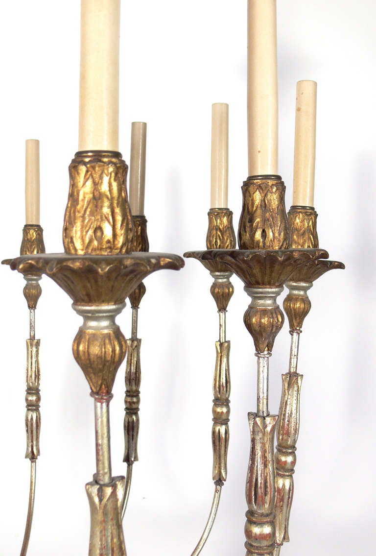 Mid-20th Century Large Scale Gold and Silver Leaf Chandelier