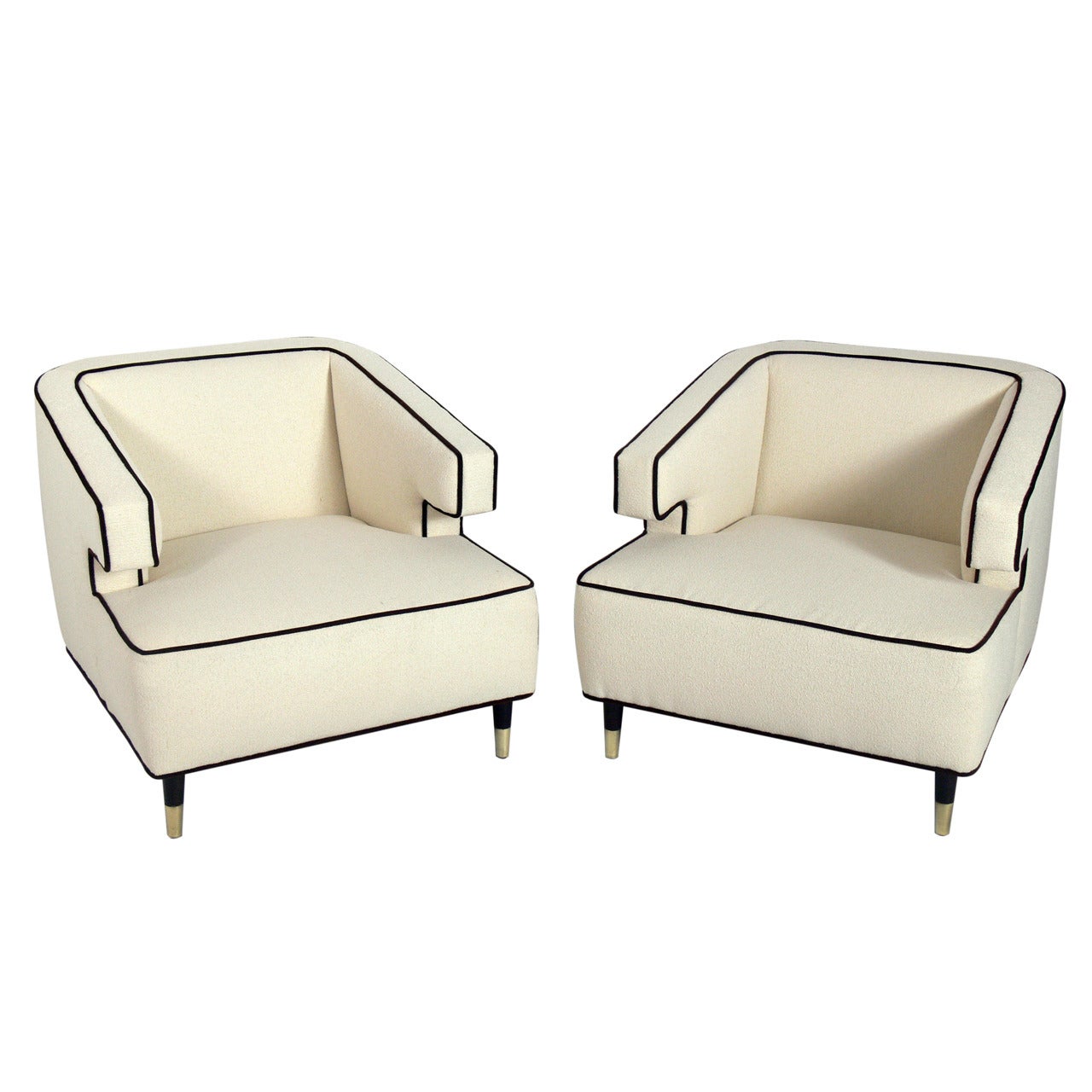 Pair of Substantial Modern Lounge Chairs with Great Lines