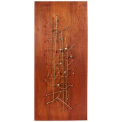 Abstract Wire Wall Sculpture on Walnut Mount 7