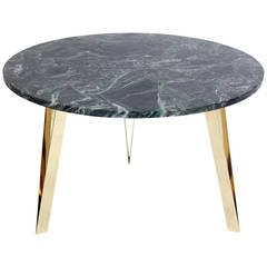 Italian Marble and Brass Coffee Table in the Manner of Gio Ponti