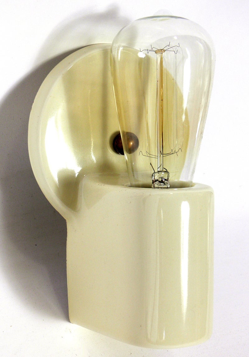 Clean Lined Porcelain Sconces by William Lescaze