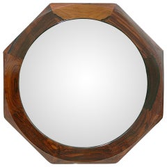 Danish Modern Rosewood Octagonal Mirror 4