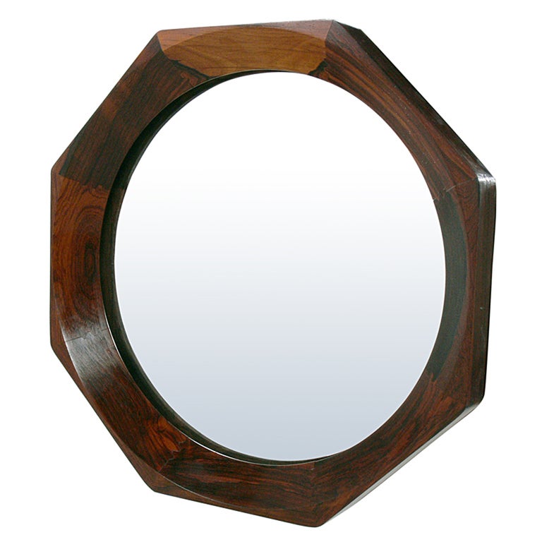 Mid-Century Modern Danish Modern Rosewood Octagonal Mirror
