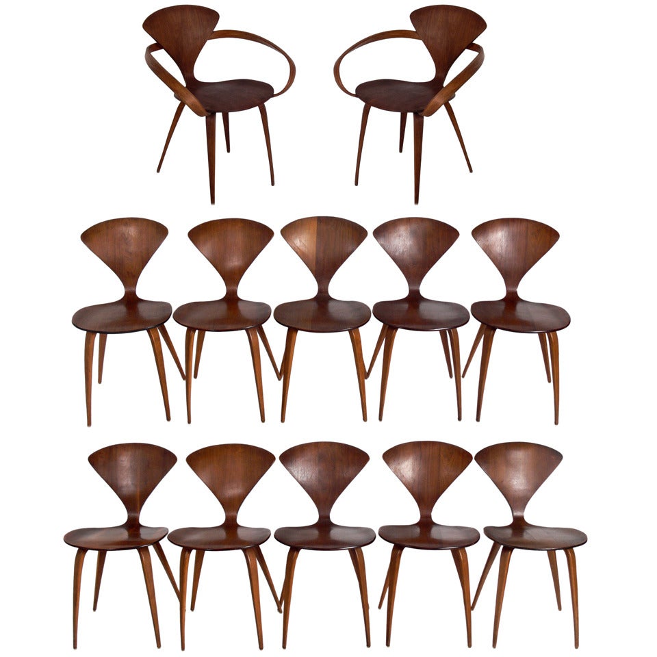 Set of 12 Plycraft Dining Chairs Designed by Norman Cherner
