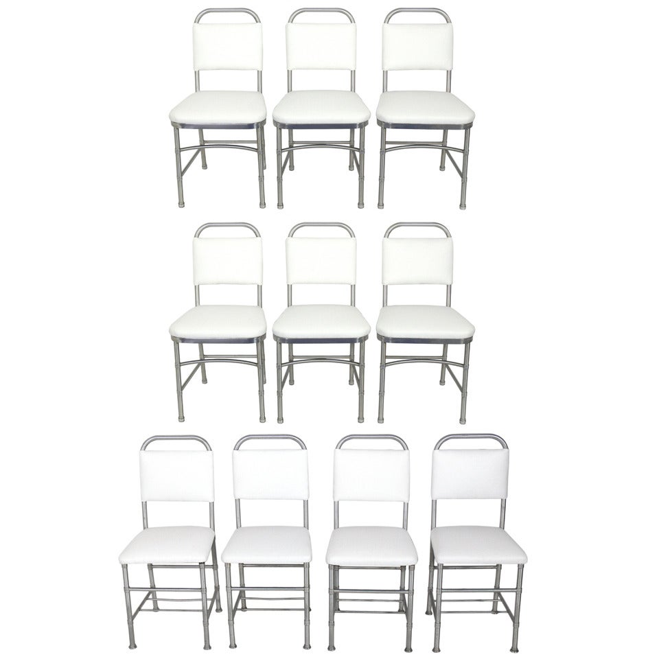 Set of Ten Aluminum Dining Chairs by Warren McArthur