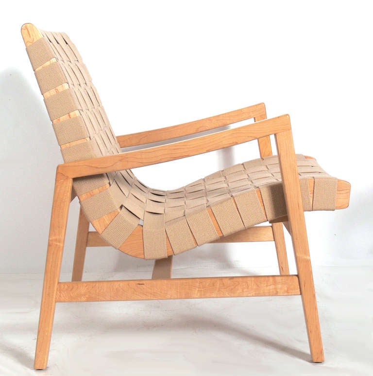 Mid-Century Modern Pair of Modern Woven Lounge Chairs by Jens Risom for Knoll