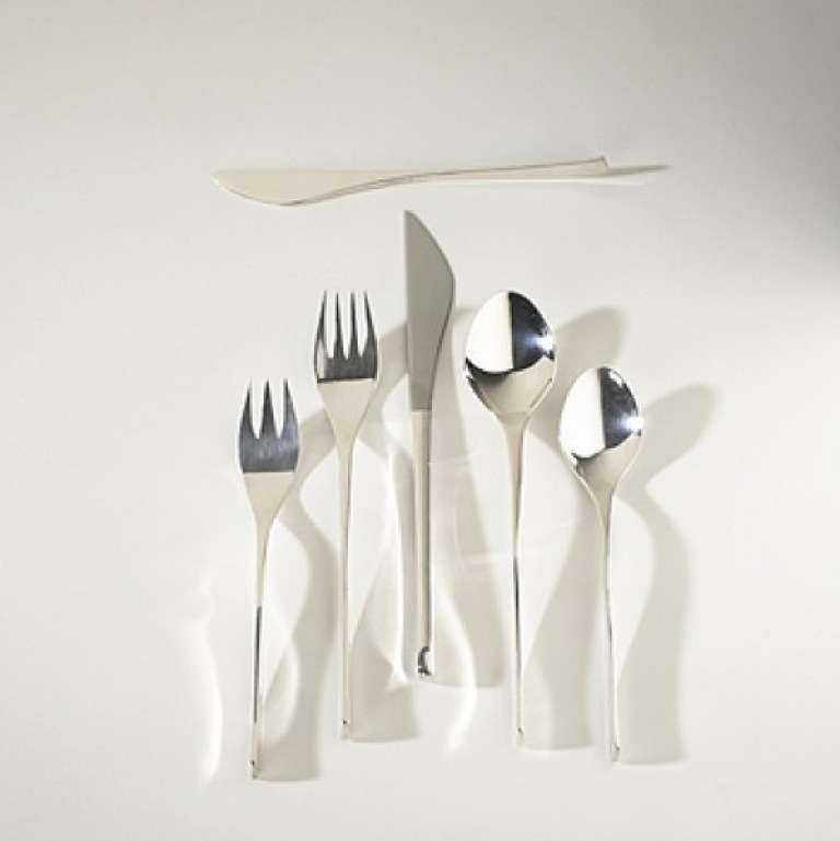 Modernist Sterling Silver Flatware Set, 