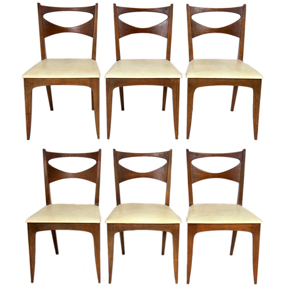 Set of Six Mid Century Modern Dining Chairs by John Van Koert for Drexel