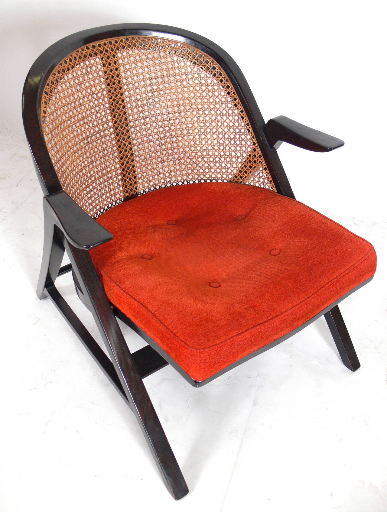 Mahogany Pair of Curvaceous Lounge Chairs by Edward Wormley for Dunbar