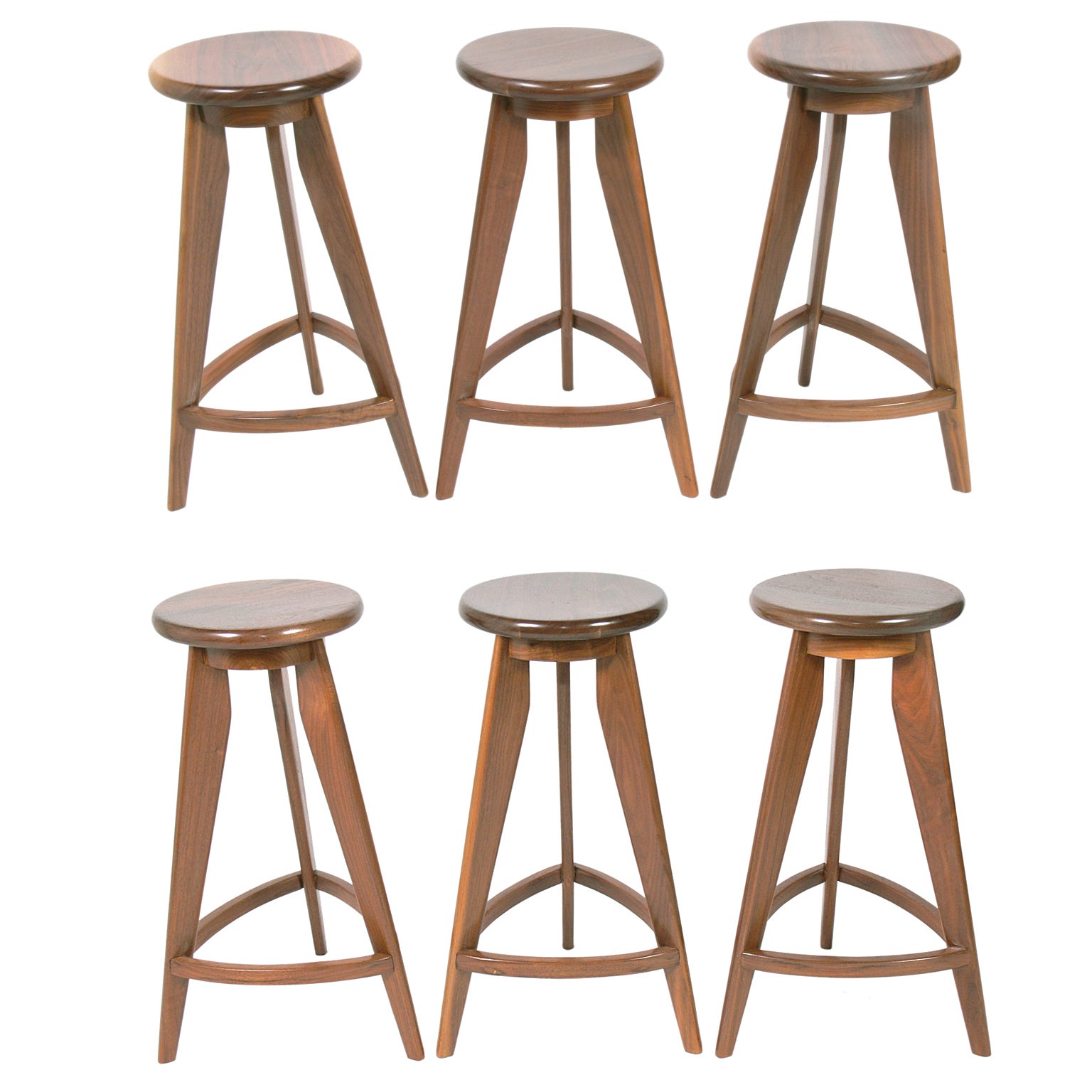 Pair Of Compass Leg Barstools In The Manner Of Jean Prouve