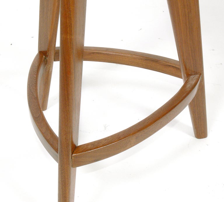 Pair Of Compass Leg Barstools In The Manner Of Jean Prouve In Excellent Condition In Atlanta, GA