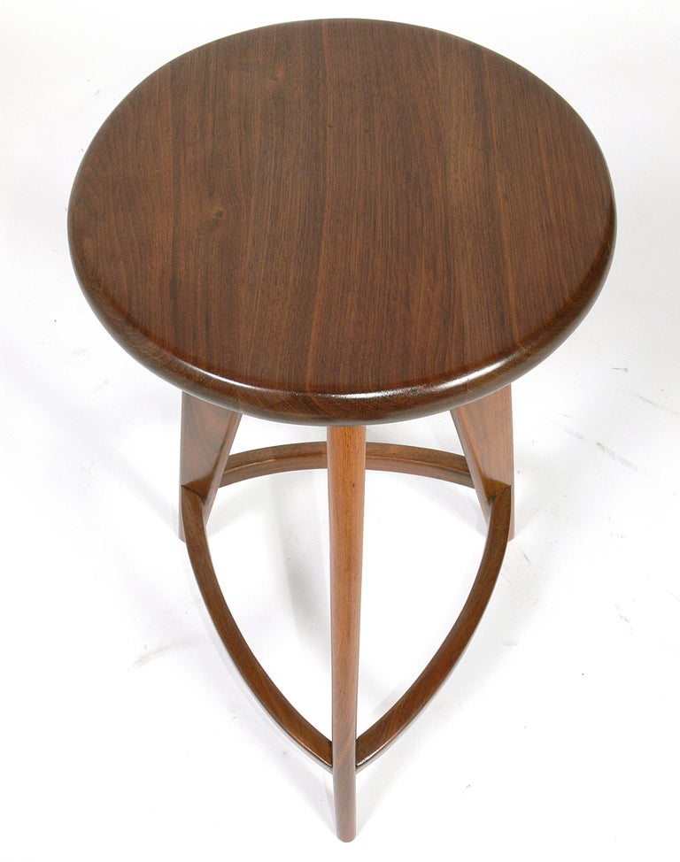 Mid-20th Century Pair Of Compass Leg Barstools In The Manner Of Jean Prouve
