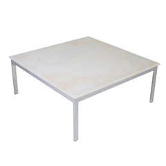 Chrome Milo Baughman Coffee Table with Marble Top