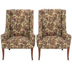 Pair Low-Arm Wing Chairs In Grosfeld House Manner