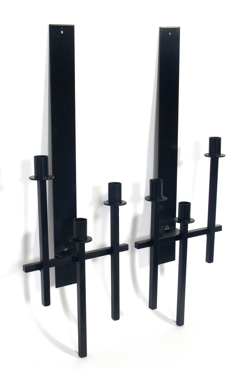 Pair of California Modern Iron Candelabra Sconces by Van Keppel and Green