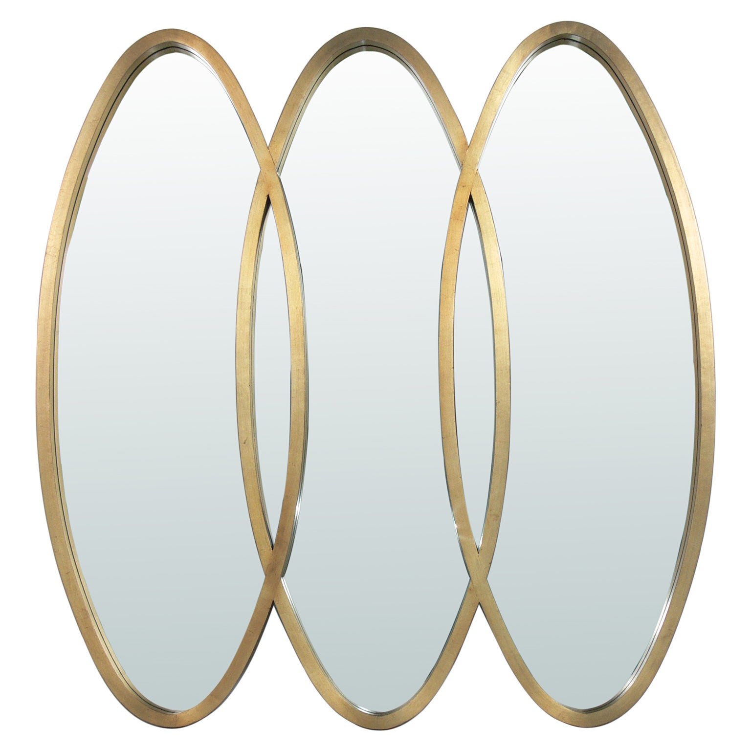 Modernist Oval Gold Leaf Triple Mirror