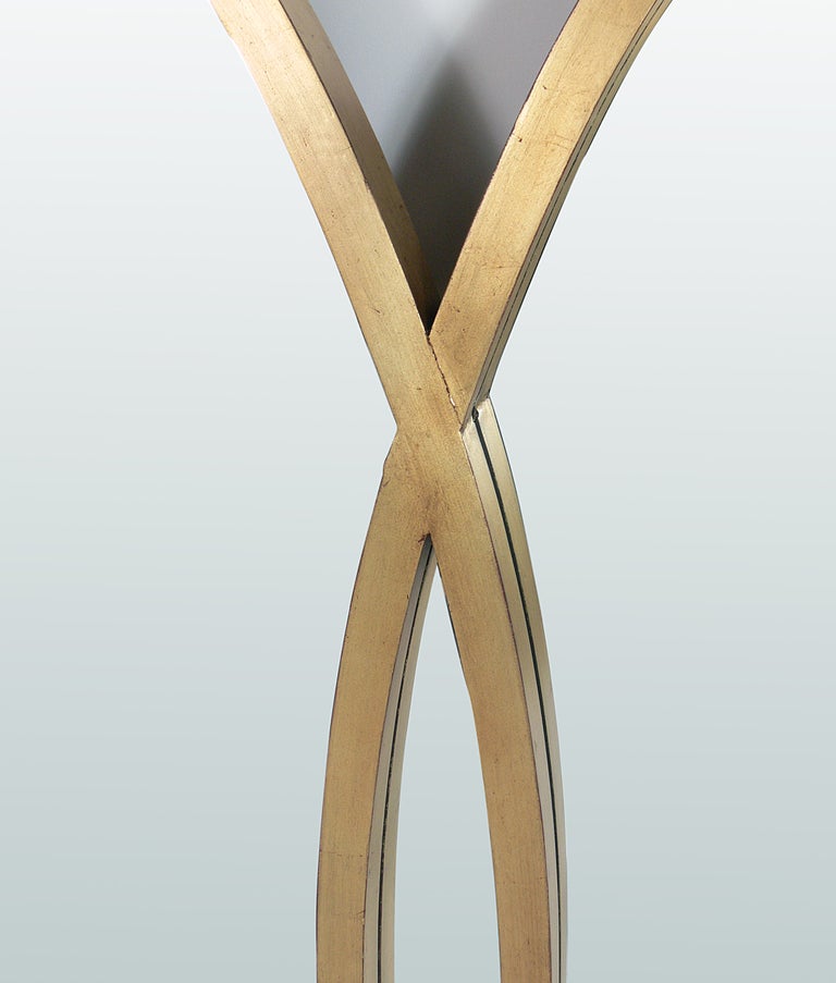American Modernist Oval Gold Leaf Triple Mirror